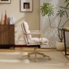 Karl Home  Upholstered Armchair Ergonomic Home Office Chair with Adjustable Height 360° Swivel Rolling Wheels Vanity Chair for Living Room In Beige - 2 of 4