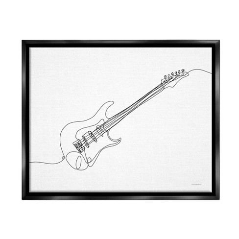 Stupell Industries Guitar Line Doodle Musical Instrument Framed Canvas ...