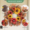 24 Inch Fall Wreaths for Front Door, Sunflower Wreath with Berries, Thanksgiving Harvest Wreath - 3 of 4