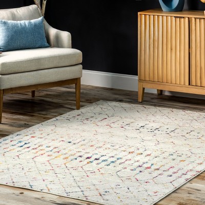 Elevated Trellis 4' Square Light Multi Synthetic Accent Rug