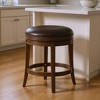 HomeRoots 26" Brown Faux Leather and Solid Wood Backless Counter Height Swivel Bar Chair - 2 of 4