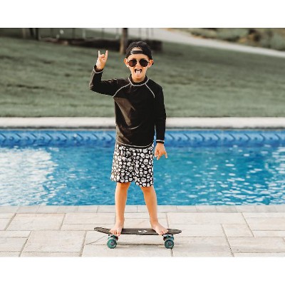 City Threads Boys Recycled Polyester UPF 50+ Soft Stretch Below-the-Knee Printed Swim Board Shorts | Blue Hawaii - 8Y — фото 2