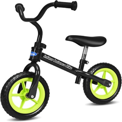Costway 10''/12'' Airless Eva Tires Balance Bike Adjustable Handlebar & Seat Carbon Steel No Pedal for 2-5 Years Old Red\Black