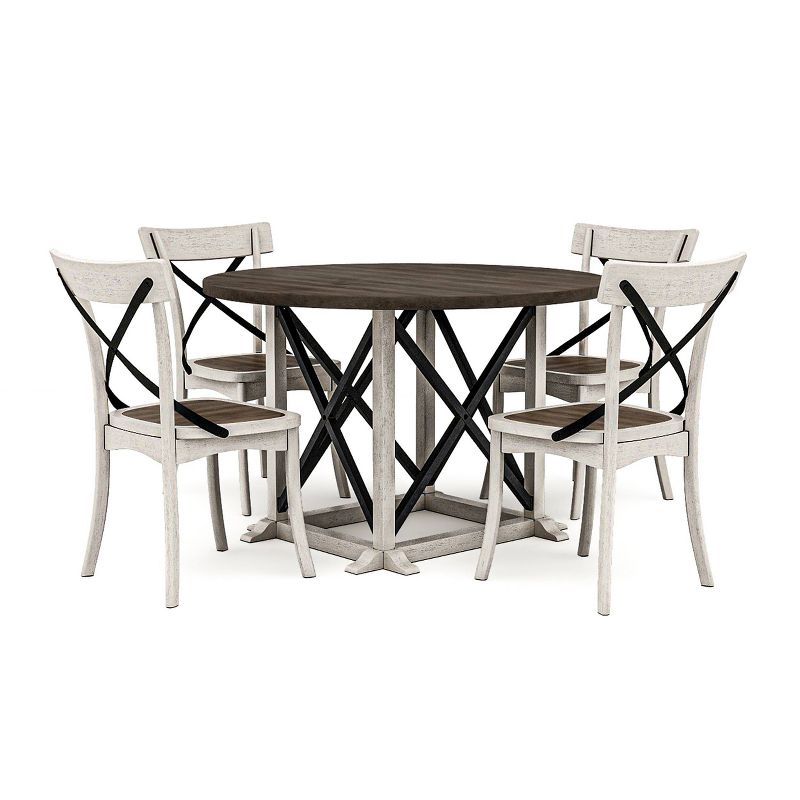 5pc Piker Round Dining Set Dark Walnut/Antique White - HOMES: Inside + Out, 1 of 12
