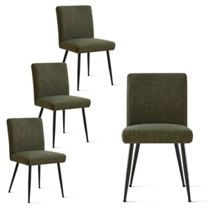 5-Piece Modern Dining Set,47" Rectangular Dining Table Wood Top with Upholstered Linen Dining Chairs for Dining Room, Living Room-Tanpinhause - 1 of 4