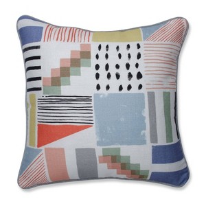 Amagansett Summer Mini Square Throw Pillow - Pillow Perfect, Pink Gray Blue