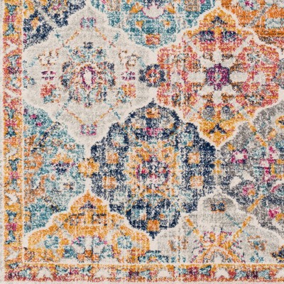 Colorful Floral Motif Synthetic Bohemian Runner Rug