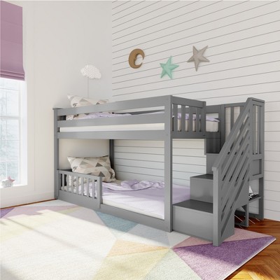 Max & Lily Low Bunk with Stairs and Guard Rail