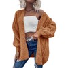 Imily Bela Womens Oversized Open Front Cable Knit Cardigan Sweaters Lantern Long Sleeve Chunky Outwear Coats - 2 of 4