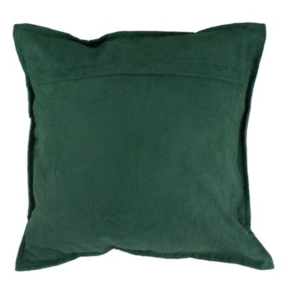 Green and Brown Suede Noel Typography Square Throw Pillow