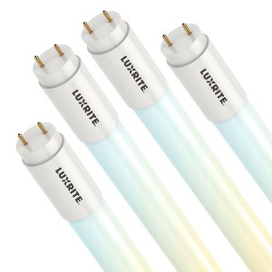 Luxrite 4FT T8 LED Tube Lights, Type B, 12W/15W/18W  5 Colors 3000K - 6500K, Ballast Bypass, 1620/1950/2250LM  4 Pack - 1 of 4