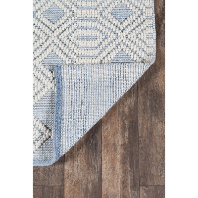 Handmade Tufted Geometric Light Blue Synthetic Area Rug