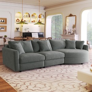 105.5" Upholstered Combination Sofas with Three Pillows and Curved Seat-ModernLuxe - 1 of 4
