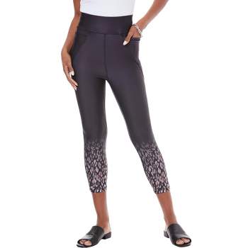 Roaman's Women's Plus Size Petite Essential Stretch Capri Legging - 34/36,  Brown : Target