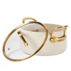 Bloomhouse 6 Quart Heavy Duty Aluminum Premium PFA Free Ceramic Nonstick Dutch Oven Pot with Lid - Linen White with Gold Handle - 4 of 4