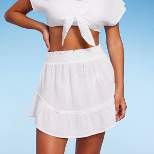Women's Smocked Ruffle Cover Up Skirt - Wild Fable™ White