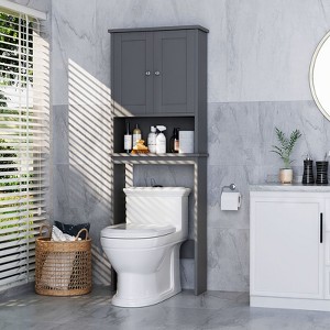 Celebalcony  Over The Toilet Storage Cabinet, Bathroom Shelf Organizer with Anti-Tip Device Small Freestanding Space Saver with Adjustable Shelf - 1 of 4