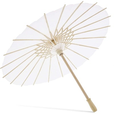 Bright Creations 12 Pack White Paper Umbrella Parasols for DIY Crafts, Bridal Wedding Decor, and Centerpieces, 11.7" x 15.5 inch Diameter