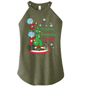 Women's - Dr. Seuss - Christmas Is A Family Thing Graphic High Neck Tank - 1 of 4