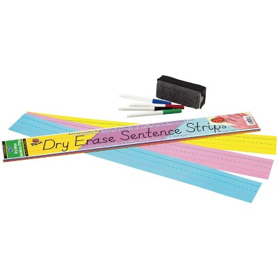 Pacon Dry Erase Sentence Strips, 3 x 24 Inches, Assorted Colors, pk of 30