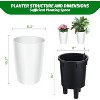 16 in Tall Planters Set of 2, Plant Pots, Self Watering Pots for Indoor Plants, Flower Pots With Built-In Drainage and Visual Water Level Design - 2 of 4