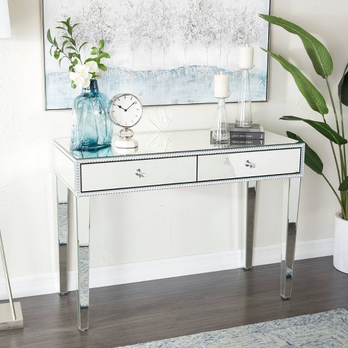 Glam Mirror And Wood Console Table Desk Silver - Olivia & May : Target