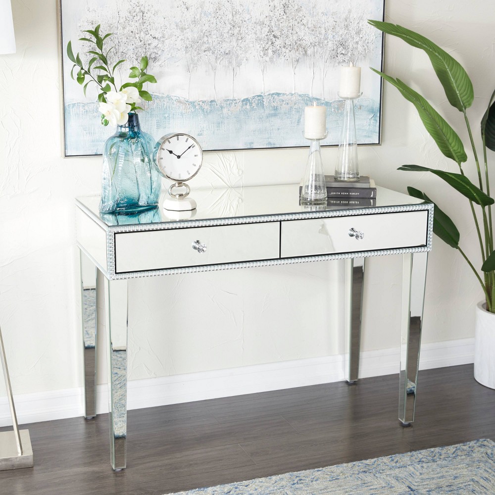 Photos - Coffee Table Glam Mirror and Wood Console Table Desk Silver - Olivia & May