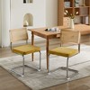 NicBex  Set of 2 Farmhouse Dining Chairs with Natural Cane Back,Velvet Armless Chairs with Stainless Chrome Base for Kitchen,Living Room - 2 of 4