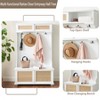 Vynxaria White Casual Style Freestanding Coat Rack with Rattan Door Shelves, Shoe Cabinet 4 Hooks, Ideal for Hallways Entrances - 4 of 4