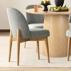 5-Piece Round Dining Table Set, 42'' Oak Pedestal Table with 4 Linen Dining Chairs, Solid Wood Legs, Kitchen or Apartment Furniture-Maison Boucle - 2 of 4