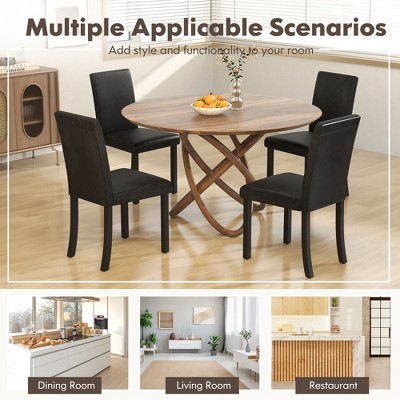 Black PU Leather Upholstered Side Chair Set with Wood Frame
