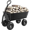 600LB Capacity All-Terrain Yard Wagon – Heavy Duty Utility Cart with Quick-Dump & Adjustable Handle, Perfect for Hauling Soil, Gardening Tools - 3 of 4
