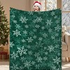 Lomsoe Green Snowflake Flannel Throw Blanket, Winter Holiday Decorative Blankets, Super Soft Cozy Throw Blankets for Home Sofa Couch - 3 of 4