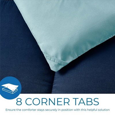 Navy and Light Blue Twin Reversible Microfiber Duvet