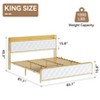 King Size Bed Frame with Lighted Headboard & Charging Station – Upholstered Velvet Platform Bed with Storage, Metal Slat Support, Noise-Free Design - 2 of 4
