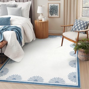 Lahome Short Pile Sunburst Area Rug – Plush Bohemian Accent for Living Room or Bedroom - 1 of 4