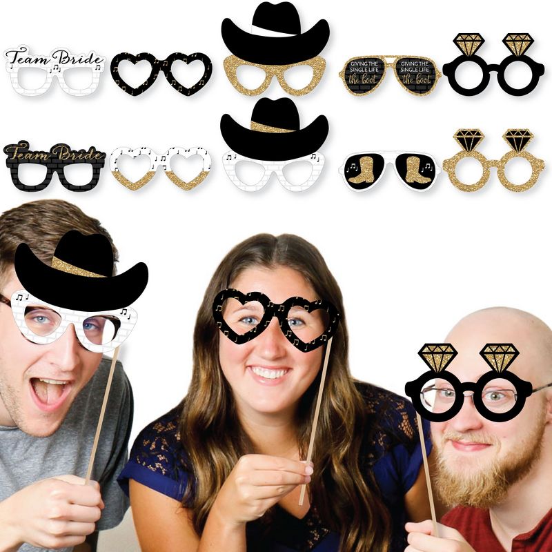Big Dot of Happiness Nash Bash Glasses - Paper Card Stock Nashville Bachelorette Party Photo Booth Props Kit - 10 Count, 2 of 6