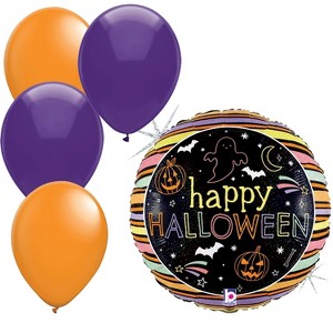 Halloween Spooky Pastel Holographic Balloon with 4 Latex – Standard Foil Party Decoration - 1 of 4