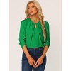 INSPIRE CHIC Women's Work Office Keyhole Pleated Front Ruched 3/4 Sleeve Chiffon Blouse - 2 of 4