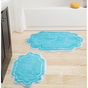 Allure Collection Tufted Bathroom Rug, Soft and Absorbent Bath Rugs, Non-Slip Bath Carpet, Machine Washable, Quick-Dry Rug- 2Pcs Set, Turquoise - 1 of 4
