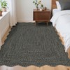 Modern Solid Scalloped Rugs for Living Room, Washable Non Slip Ultra Thin Soft Bedroom Rugs, Indoor Low Pile Large Carpet for Nursery Room - 3 of 4