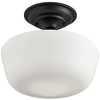 Regency Hill Schoolhouse Rustic Farmhouse Ceiling Light Semi Flush Mount Fixture 12 1/4" Set of 2 Black Floating White Glass for Bedroom - 3 of 4