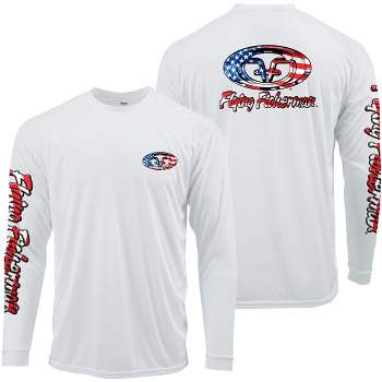 Flying Fisherman Stars & Stripes Performance Long Sleeve T-Shirt - 2XL - White