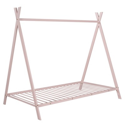 Dexmalle Twin Size Metal Floor Play House Bed with Slat