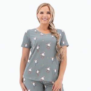 Old Ranch Brands Women's Dancing Gnome Short Sleeve Pajama Top - 1 of 4