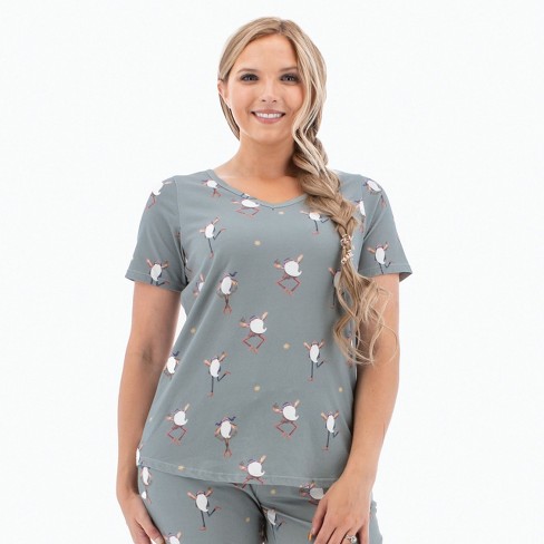 Old Ranch Brands Women's Dancing Gnome Short Sleeve Pajama Top - image 1 of 4