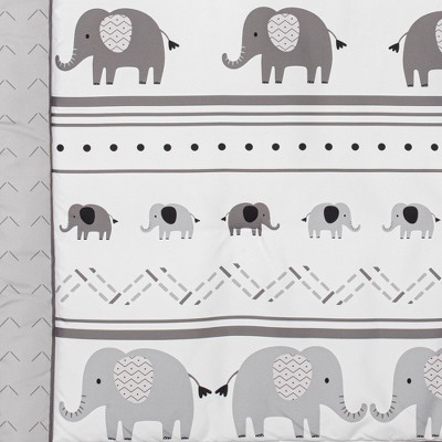 Gray and White Microfiber Elephant Toddler Comforter Set