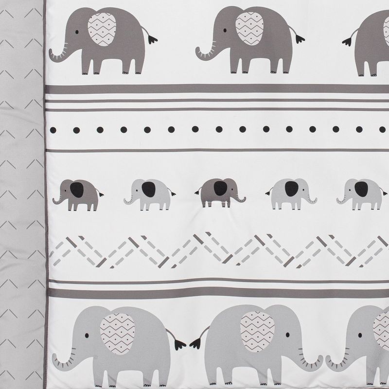 Sweet Jojo Designs Gender Neutral Unisex Baby Crib Bedding Set - Boho Elephant Grey White 3pc, 3 of 7