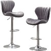 Swivel Counter Barstools Set of 2, Adjustable Bar Stool Upholstered Seating Metal Frame for Kitchen, Pub, Gray - image 4 of 4