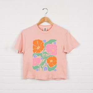 Simply Sage Market Women's Boho Floral Collage Short Sleeve Relaxed Fit Cropped Tee - 1 of 4